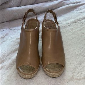 Nude Open Toe Wedges